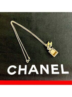 Chanel Coco Mark Number 5 Motif GP Resin Chain Necklace 05P